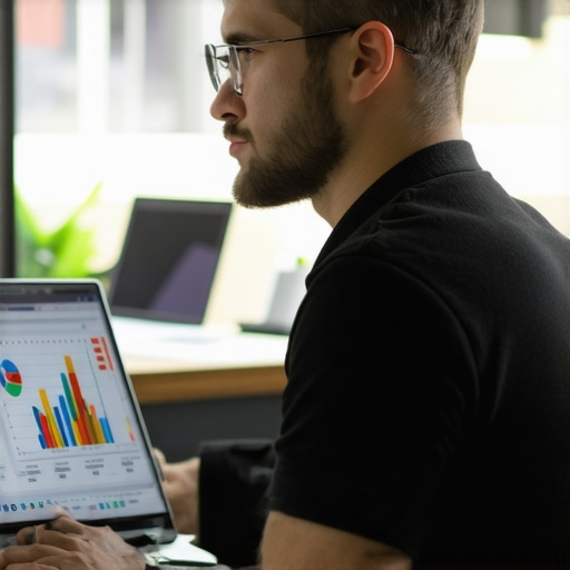 A digital marketer reviewing SEO analytics and structured data implementation for local business growth.