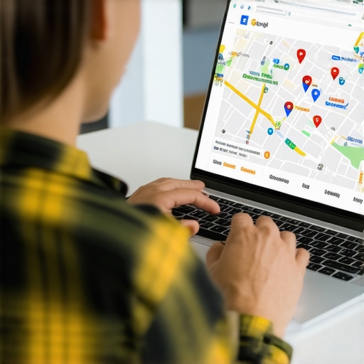 Person working on local SEO strategies on a laptop with Google Maps