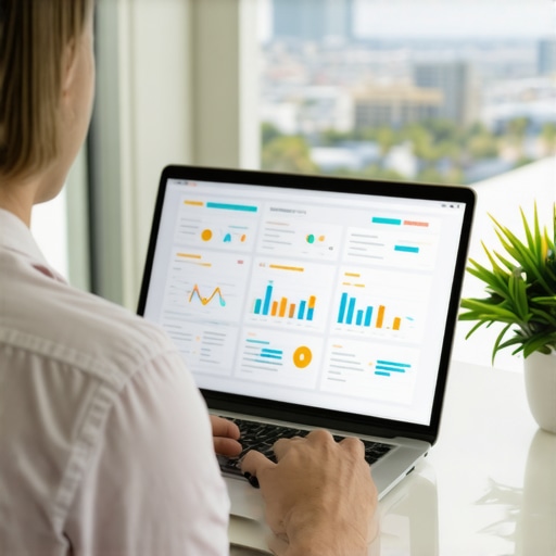 Digital marketer tracking local SEO performance with San Diego skyline