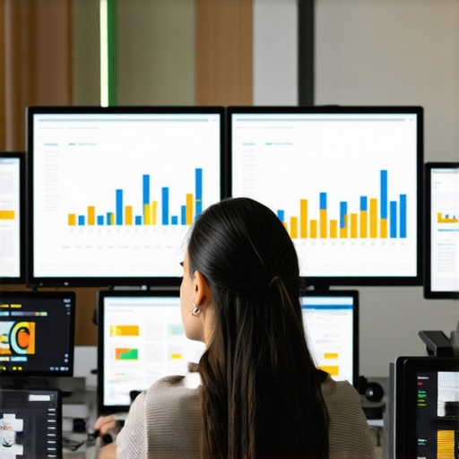 Data-Driven Local SEO Strategy Digital marketer studying local SEO analytics on multiple screens.