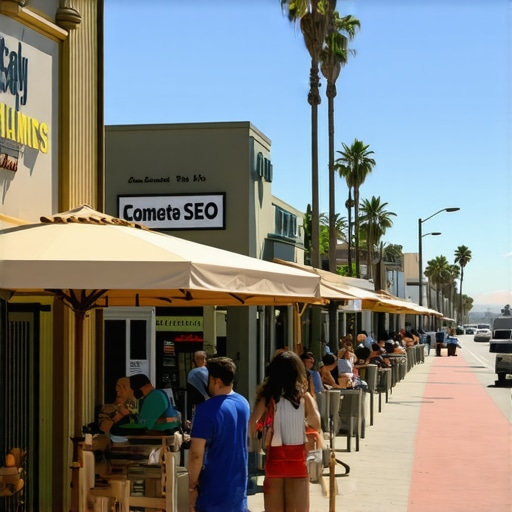 San Diego Local Business Scene Busy San Diego street with shops and community members