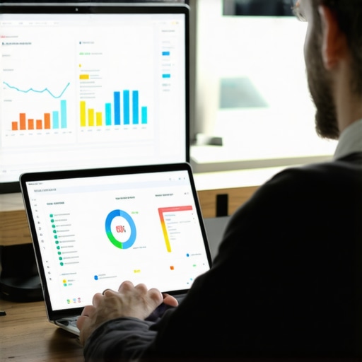 Business Owner Monitoring Local SEO Performance Person analyzing local SEO tools on a laptop, emphasizing ongoing management.