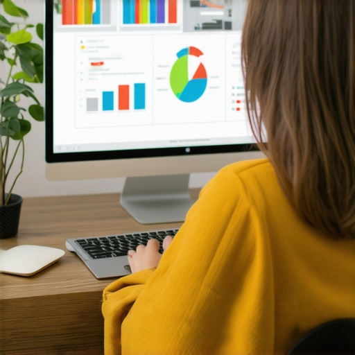 Person analyzing local SEO performance with dashboards and charts on a computer