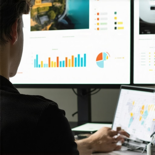 Analyzing Local SEO Data A person reviewing SEO performance metrics on computer screens.