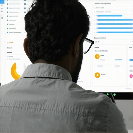 Business owner reviewing local SEO data Person analyzing Google My Business insights on a laptop