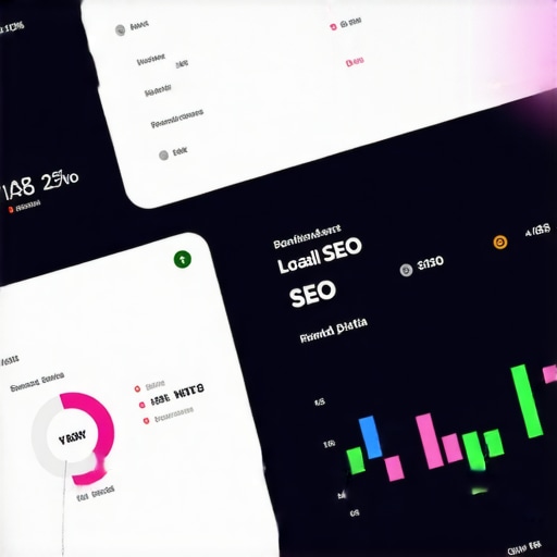Local SEO Analytics Dashboard A person analyzing SEO data on a computer screen with graphs and rankings.