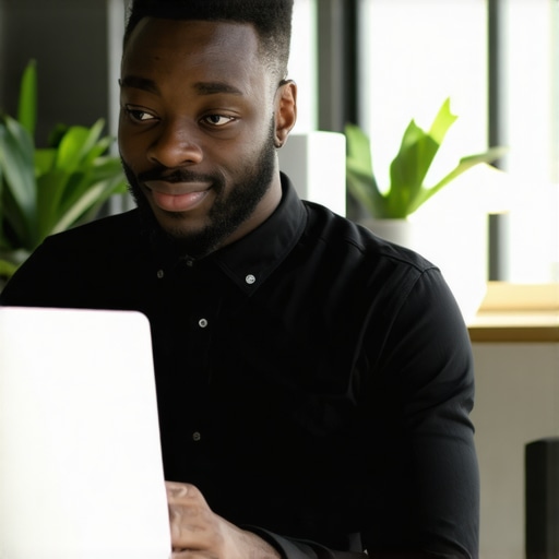 Business owner updating Google My Business profile on a laptop.