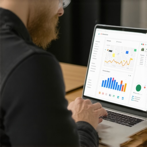 Optimizing Google Business Profile in 2026 Business owner updating Google My Business profile on laptop.