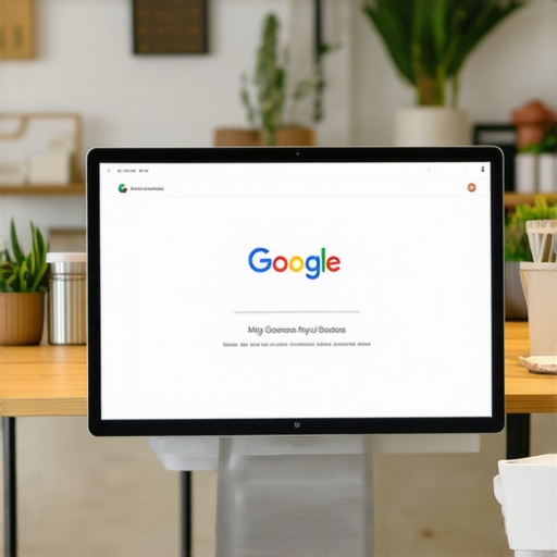 Business owner working on Google Maps optimization on a laptop inside a shop