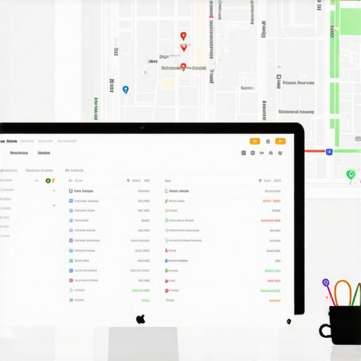 Monitor displaying SEO analytics and local maps for San Diego businesses.