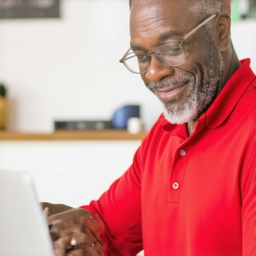 Business owner optimizing GMB profile on laptop