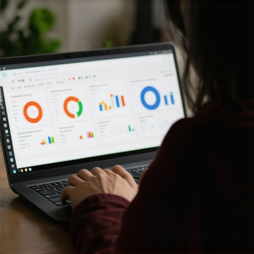 Person analyzing local SEO metrics on a laptop using specialized software.