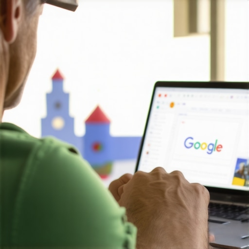 Business owner updating Google My Business listing with Chula Vista scenery