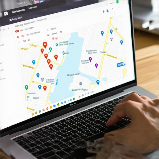 SEO specialist working on Google My Business profile on laptop with San Diego map on screen.
