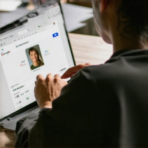 Person editing GMB profile on laptop with local business map in background