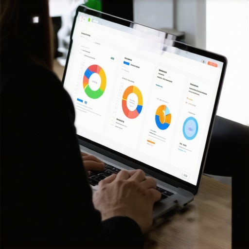 Business owner analyzing local SEO analytics on a laptop